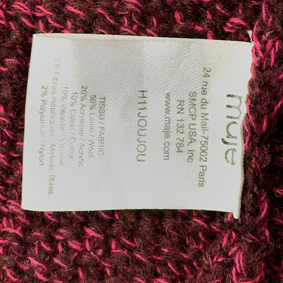 MAJE Burgundy Wool Moto Jacket - Picture 6 of 7